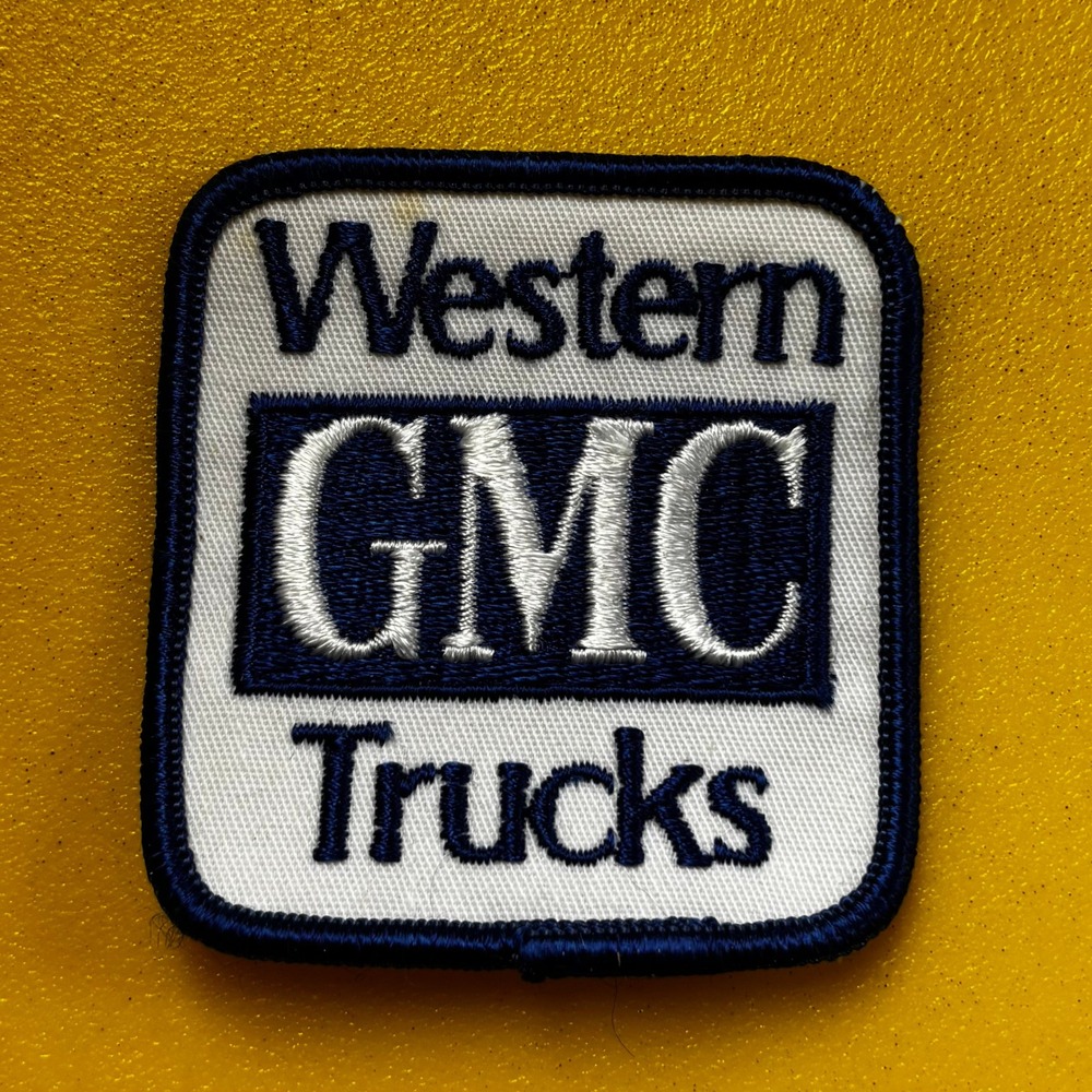 Vintage Western GMC Trucks Embroidered Patch Navy Blue White Automotive Logo